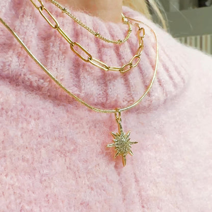 Marielle Gold Star Snake Chain Necklace