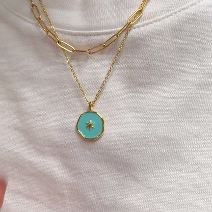 Freya Gold Reversible Pendant Necklace | White