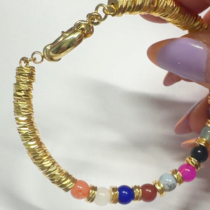 Gold Rainbow Bead Bracelet
