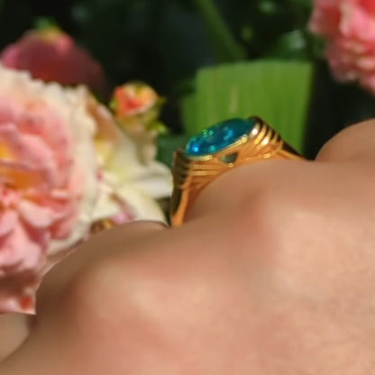 Saffy Blue Gemstone Statement Ring