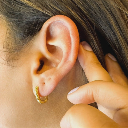 Coco Gold Vermeil Textured Small Hoop Earrings