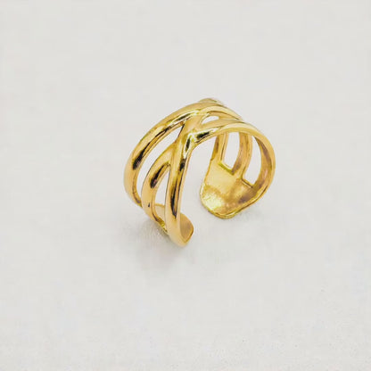 Lyra Gold Twisted Effect Ring | Adjustable