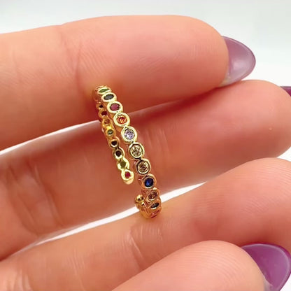 Joy Rainbow Gemstone Ring | Adjustable