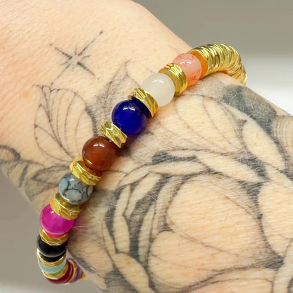 Gold Rainbow Bead Bracelet
