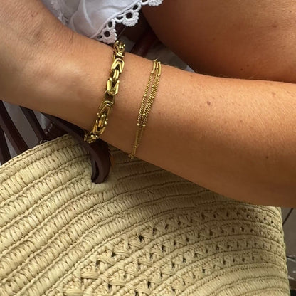 Lumi Gold Triple Chain Satellite Bead Bracelet
