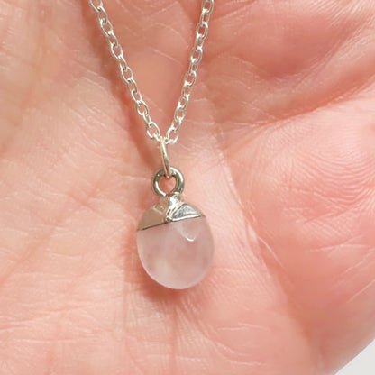 Sterling Silver Rose Quartz Pendant Necklace