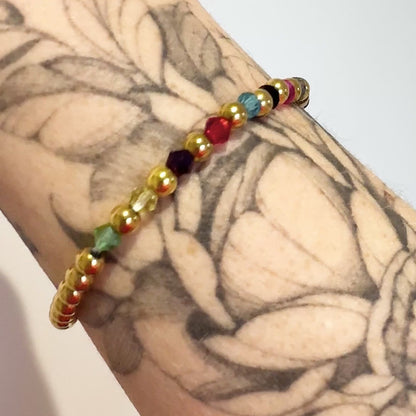 Taylor Colour Crystal Gold Bead Bracelet