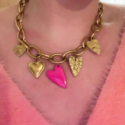 Marnie Heart Chunky Charm Necklace