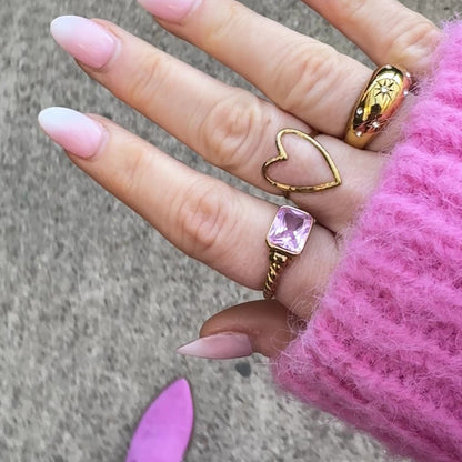 Ava Gold Heart Ring | Adjustable