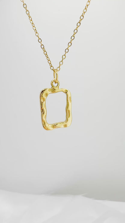 Anaya Gold Textured Rectangle Pendant Necklace