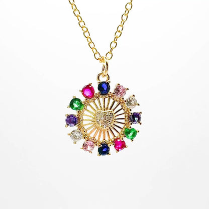Zara Gold Rainbow Gemstone Pendant Necklace